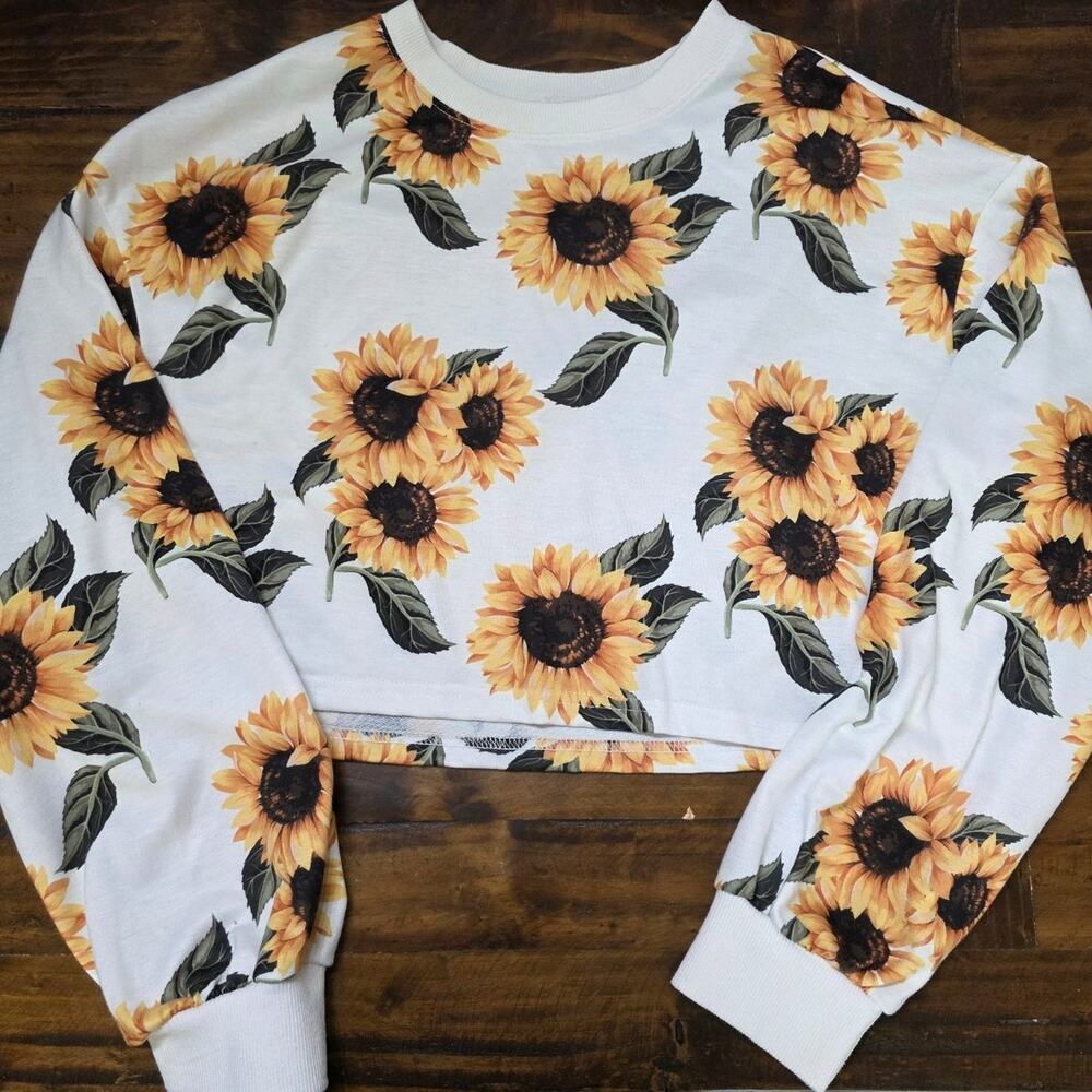 ​SHEIN Sunflower Cropped Long Sleeve Sweatshirt Medium